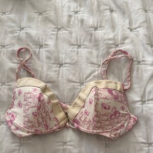 Dior Pink and Cream Toile Underwire Bra